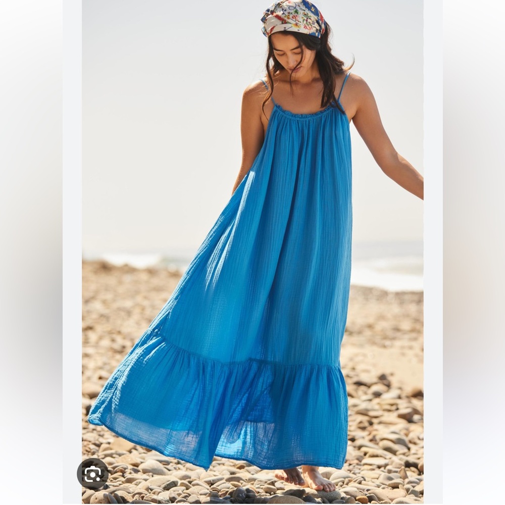 Anthropologie The Malika Gauze Dress in Atlantic Blue